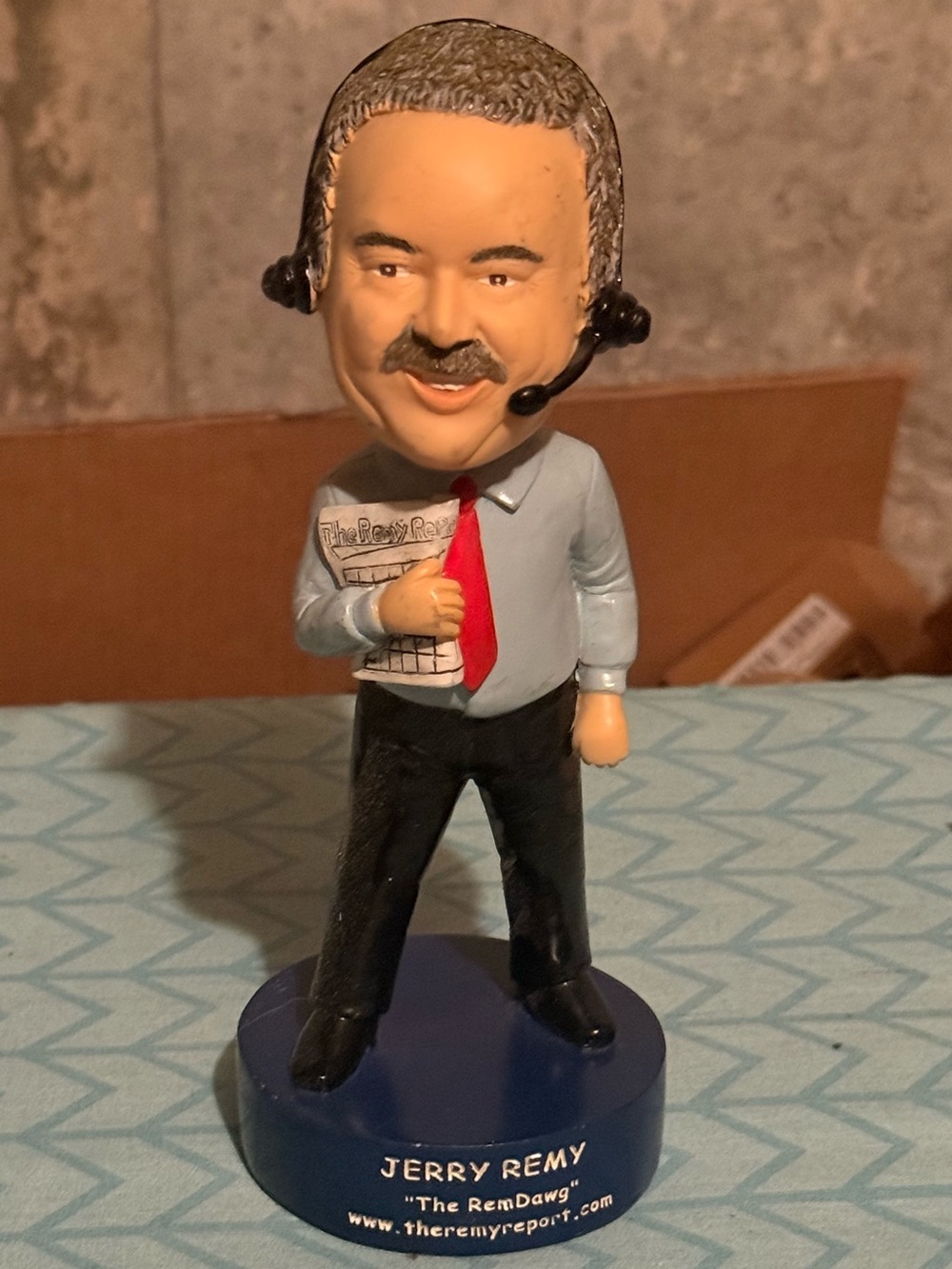 Jerry Remy 'The RemDawg' Bobblehead - Light Blue Shirt, Red Tie, Black Pants